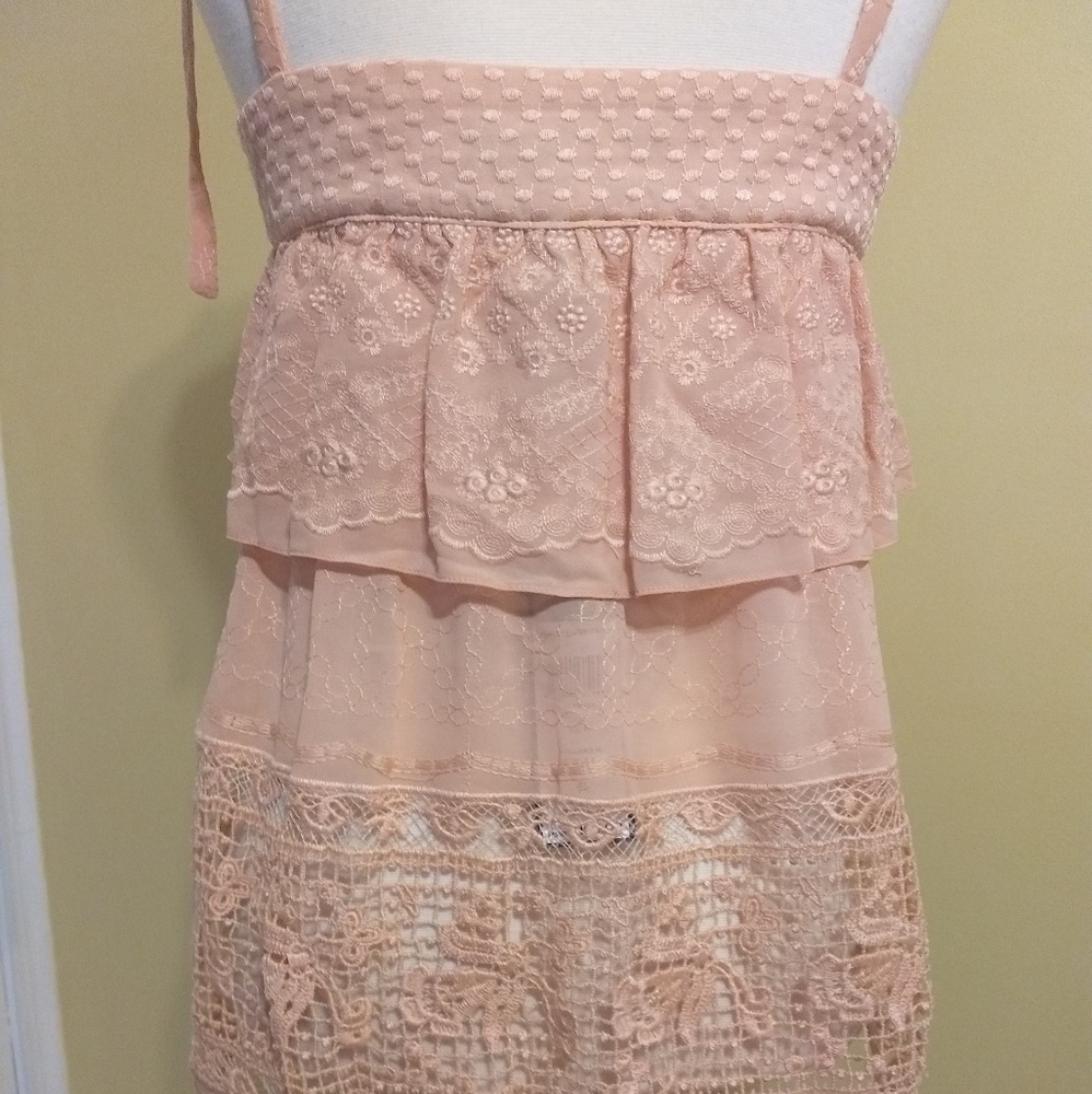BCBGMAXAZRIA chiffon lace top shirt sz med NWT *J - Picture 4 of 8